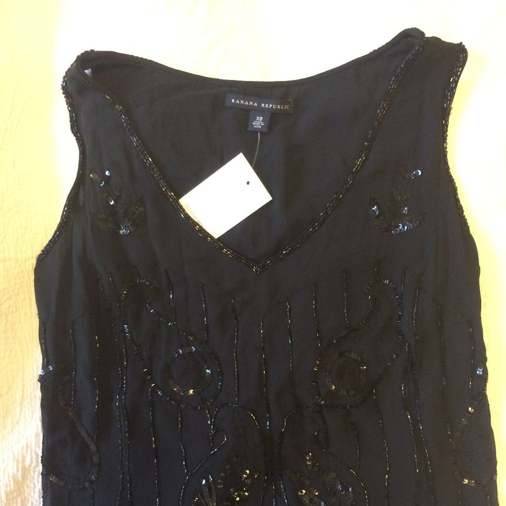 NWT Black Beaded Top
